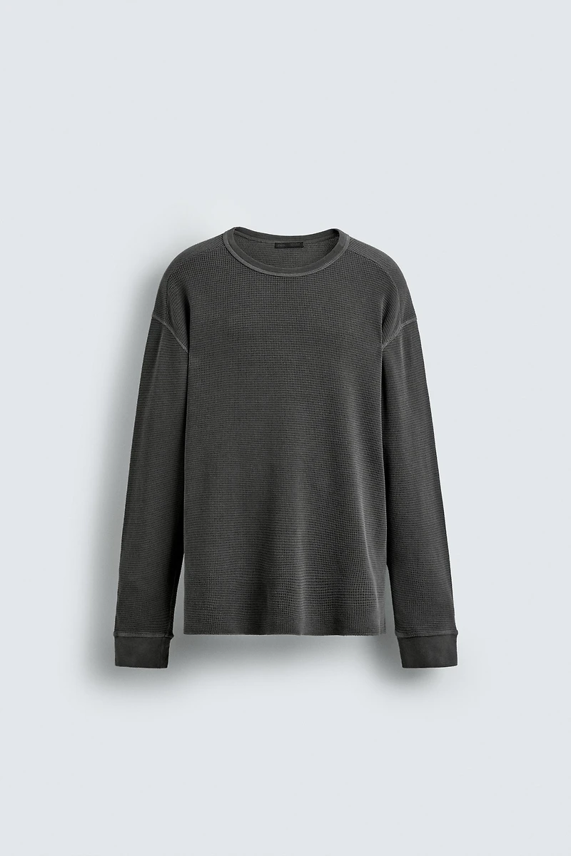 WASHED WAFFLE KNIT T-SHIRT
