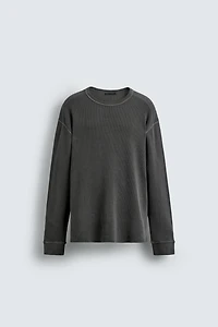 WASHED WAFFLE KNIT T-SHIRT