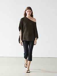 Flowing asymmetric cotton blend cape
