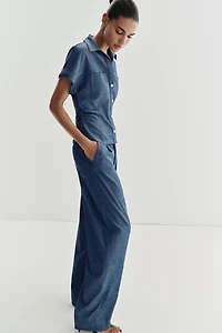 CROSSOVER WAIST WIDE LEG PANTS