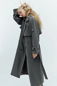 DOUBLE-BREASTED BELTED COAT WITH LOOPS