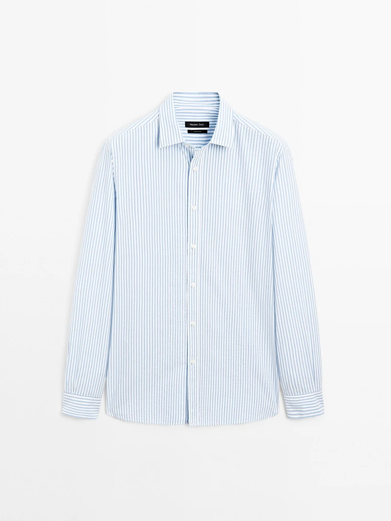 Regular fit striped cotton shirt