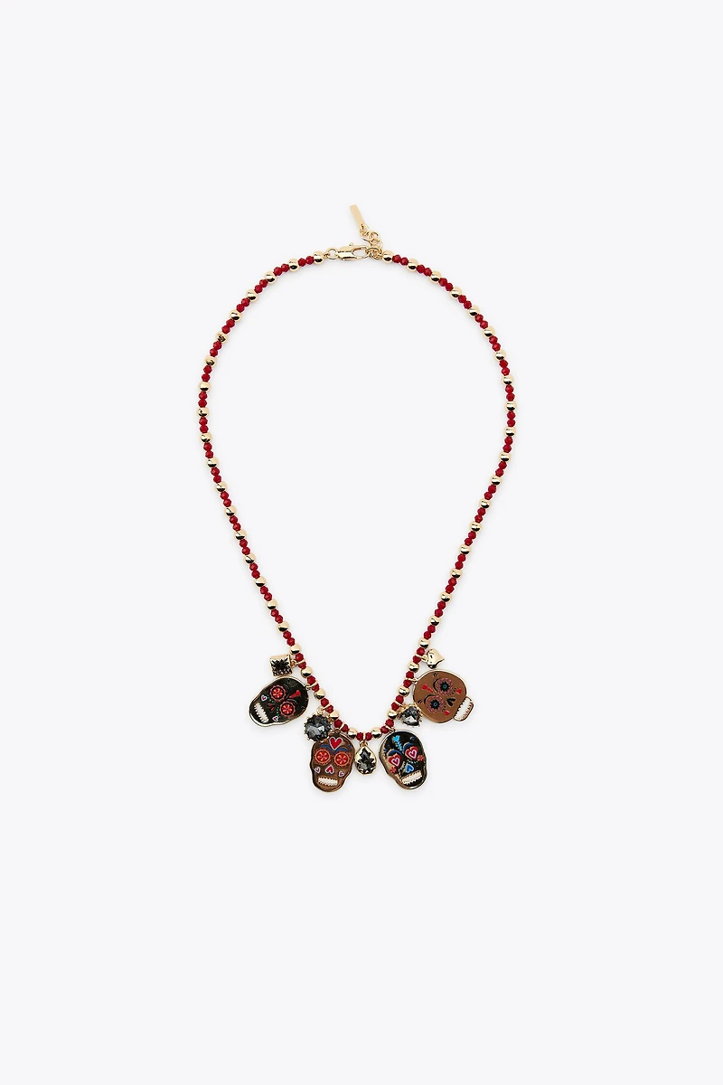 2-PACK OF ENAMELED SKULL NECKLACES