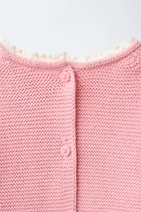 FLORAL EMBROIDERED AND LACE TRIM KNIT JUMPER