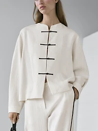 Linen overshirt with button details