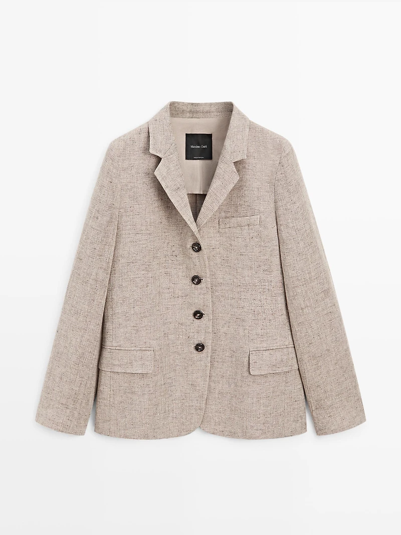 Veste de costume chinée 100 % lin