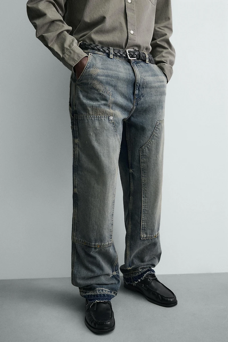 WASHED CARPENTER POCKET JEANS