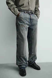 WASHED CARPENTER POCKET JEANS