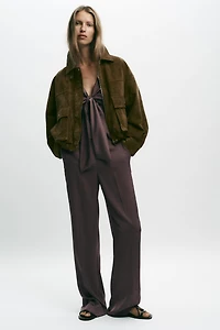 COMBINAISON GILET SATINÉE À NŒUD