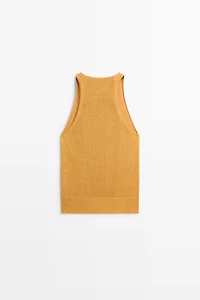 Sleeveless knit halter top