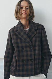 VESTE À CARREAUX BOUTONNAGE CROISÉ ZW COLLECTION
