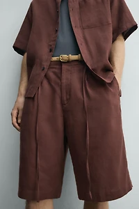 LINEN BLEND WIDE FIT SHORTS