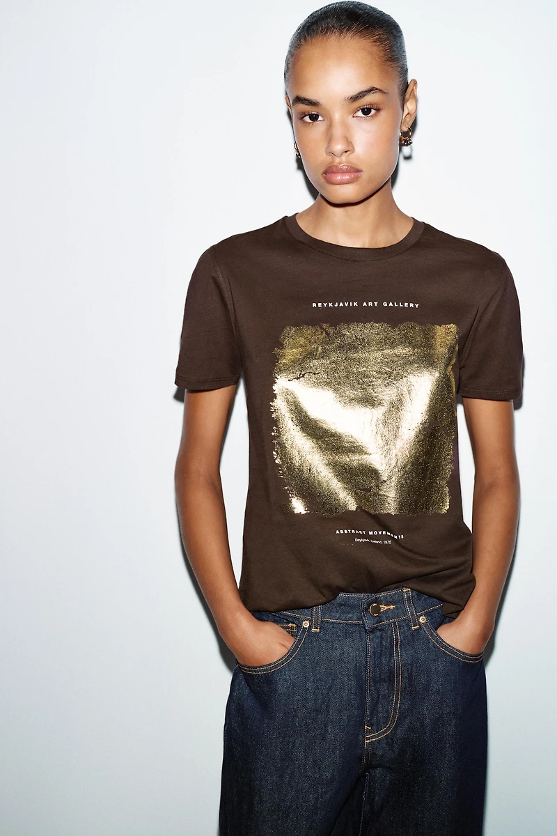 METALLIC PRINT T-SHIRT
