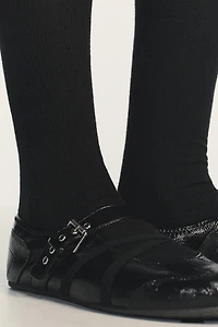 PATENT EFFECT BALLET FLATS WITH BUCKLES