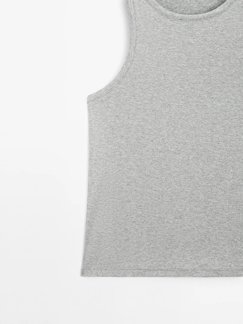 Top scintillant à col rond