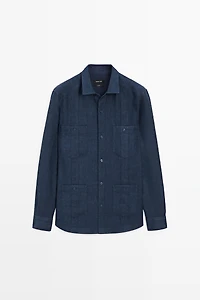 Chemise regular fit poches 100 % lin