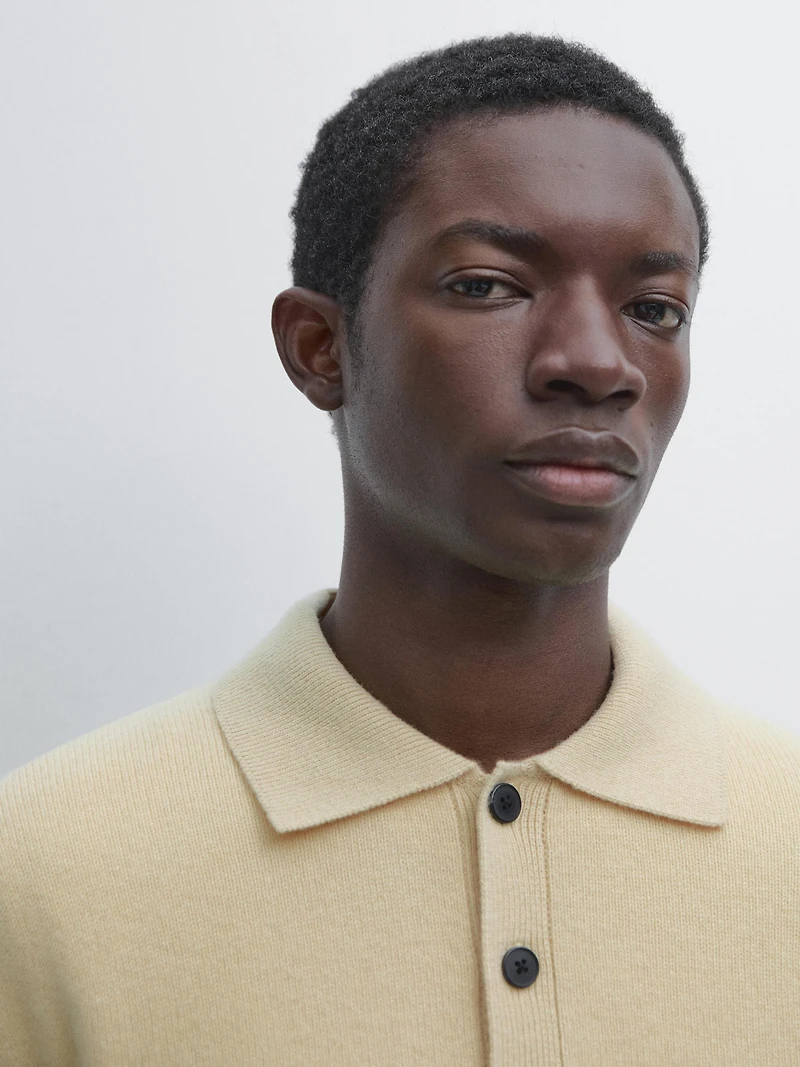 100% wool knit polo sweater