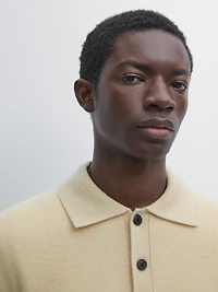 100% wool knit polo sweater