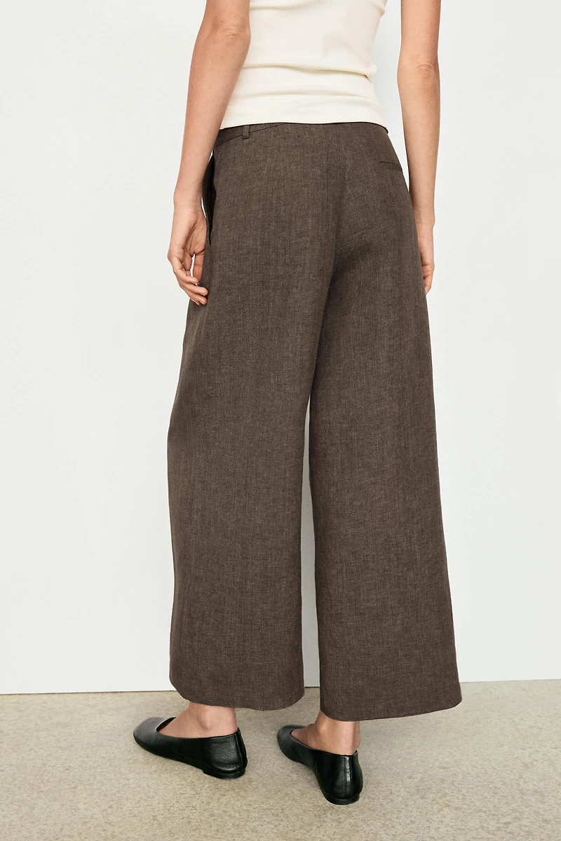 Linen melange darted trousers