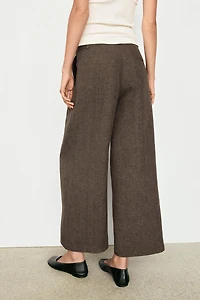 Linen melange darted trousers
