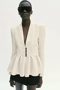 STRIPED PEPLUM BLAZER