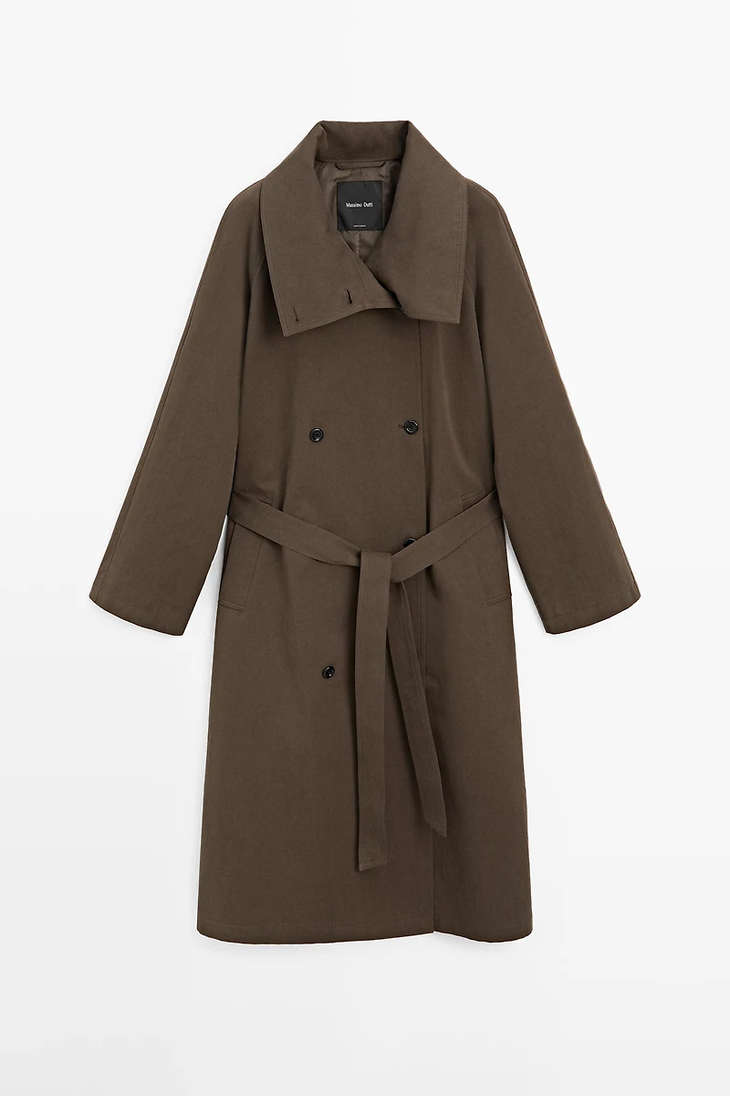 High collar trench coat