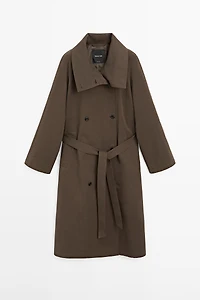 High collar trench coat
