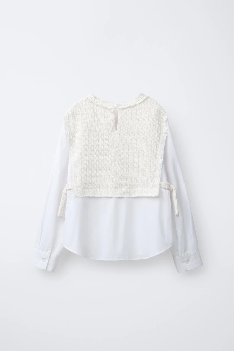 PLAIN SHIRT WITH STRUCTURAL VEST AND BOWS