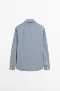 Chemise chambray regular fit avec poches