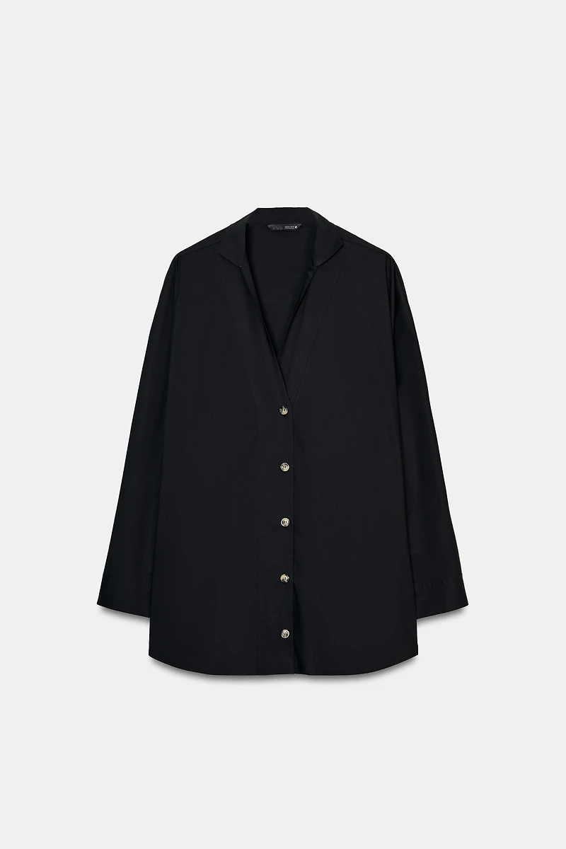 V-NECK POPLIN SHIRT
