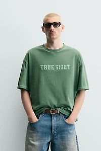 T-SHIRT COUPE BOXY DÉLAVÉ À IMPRIMÉS GRAPHIQUES