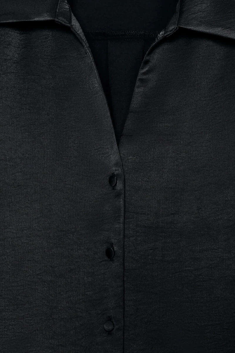 CROPPED SATIN EFFECT SHIRT