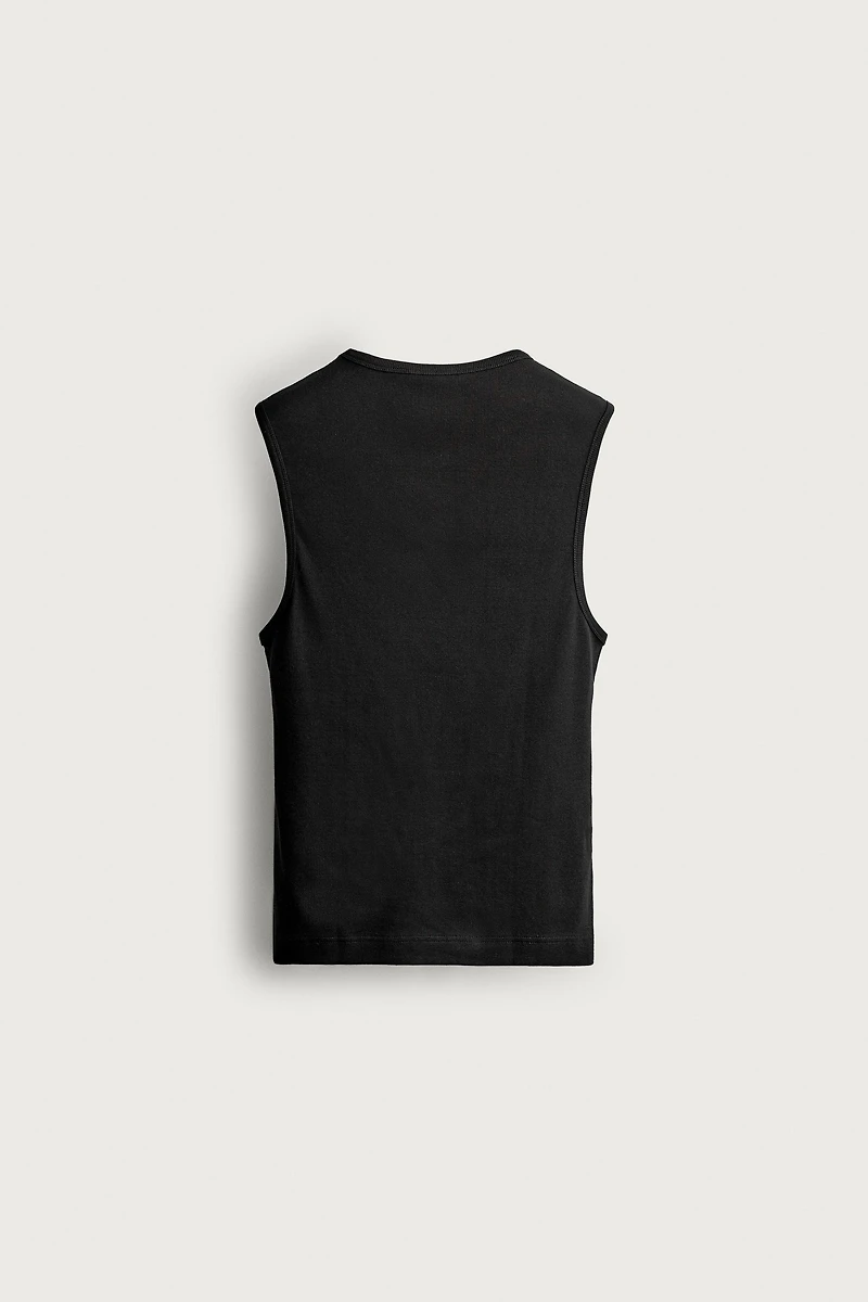 HIGH NECK RIBBED TANK TOP
