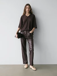 Oversize silk and wool blend knit sweater