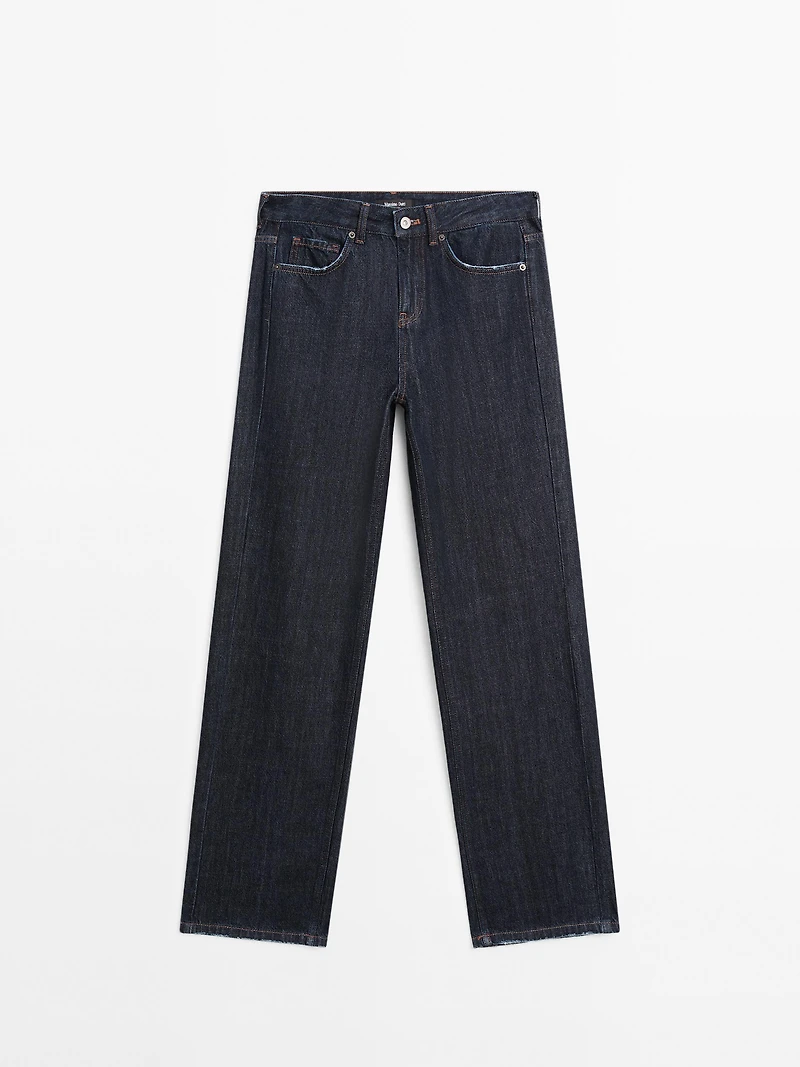 Mid-rise straight-leg jeans