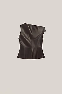 Nappa leather top with asymmetric neckline - LIMITED EDITION