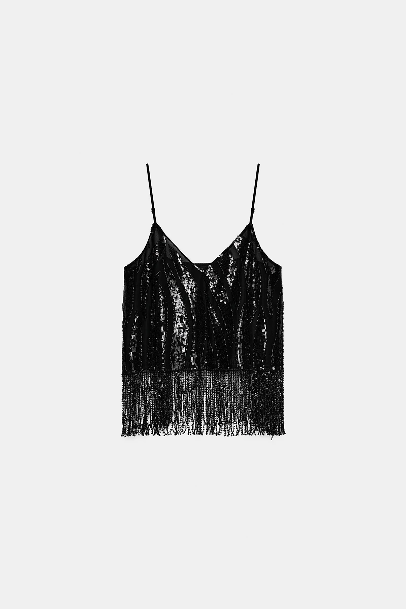 FRINGED SEQUIN TOP