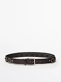 Nappa leather belt with ring details