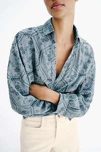 EMBROIDERED EYELET SHIRT