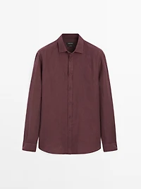 Regular fit faded linen shirt