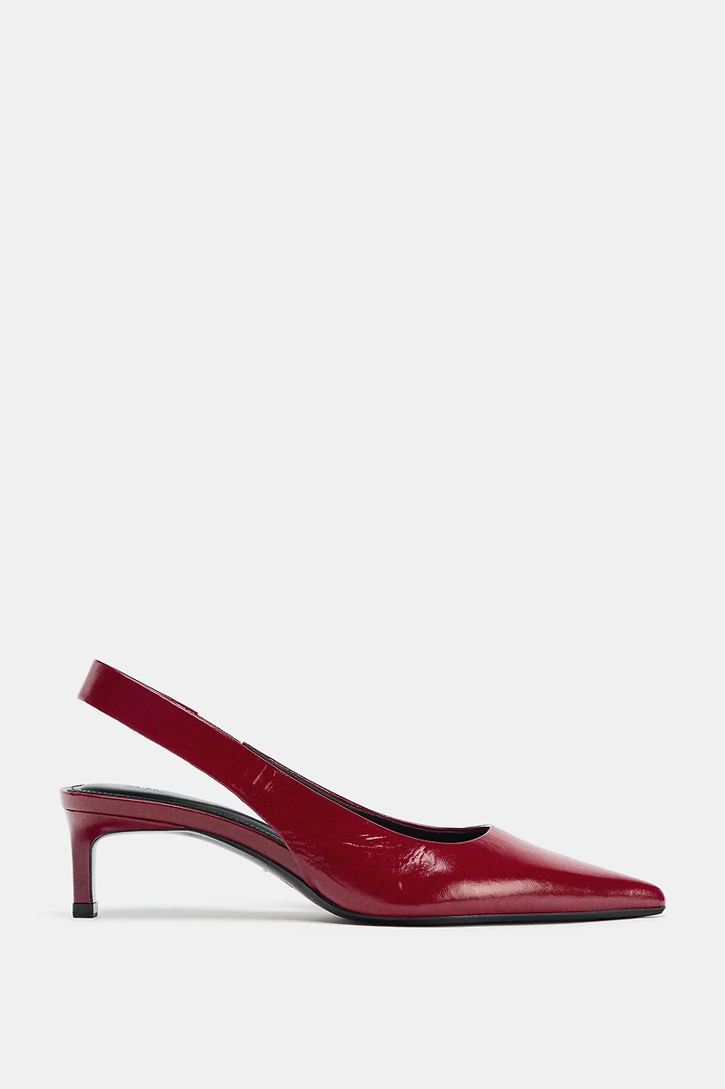 LEATHER KITTEN HEEL SHOES