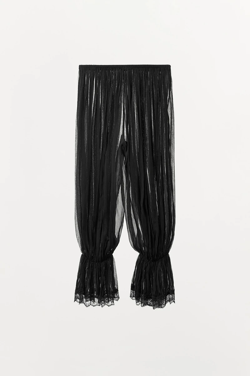PLEATED LACE BALLOON PANTS
