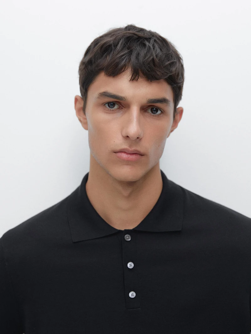 Cotton blend knit polo shirt