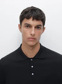 Cotton blend knit polo shirt