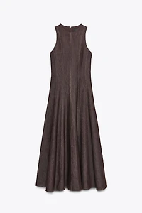 CONTRAST TOPSTITCH MIDI DRESS