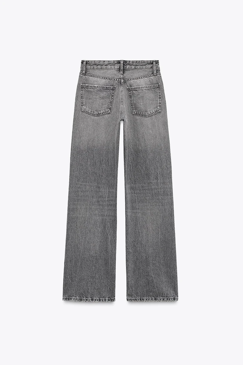JEAN TRF COUPE LARGE À TAILLE MI-HAUTE LONG