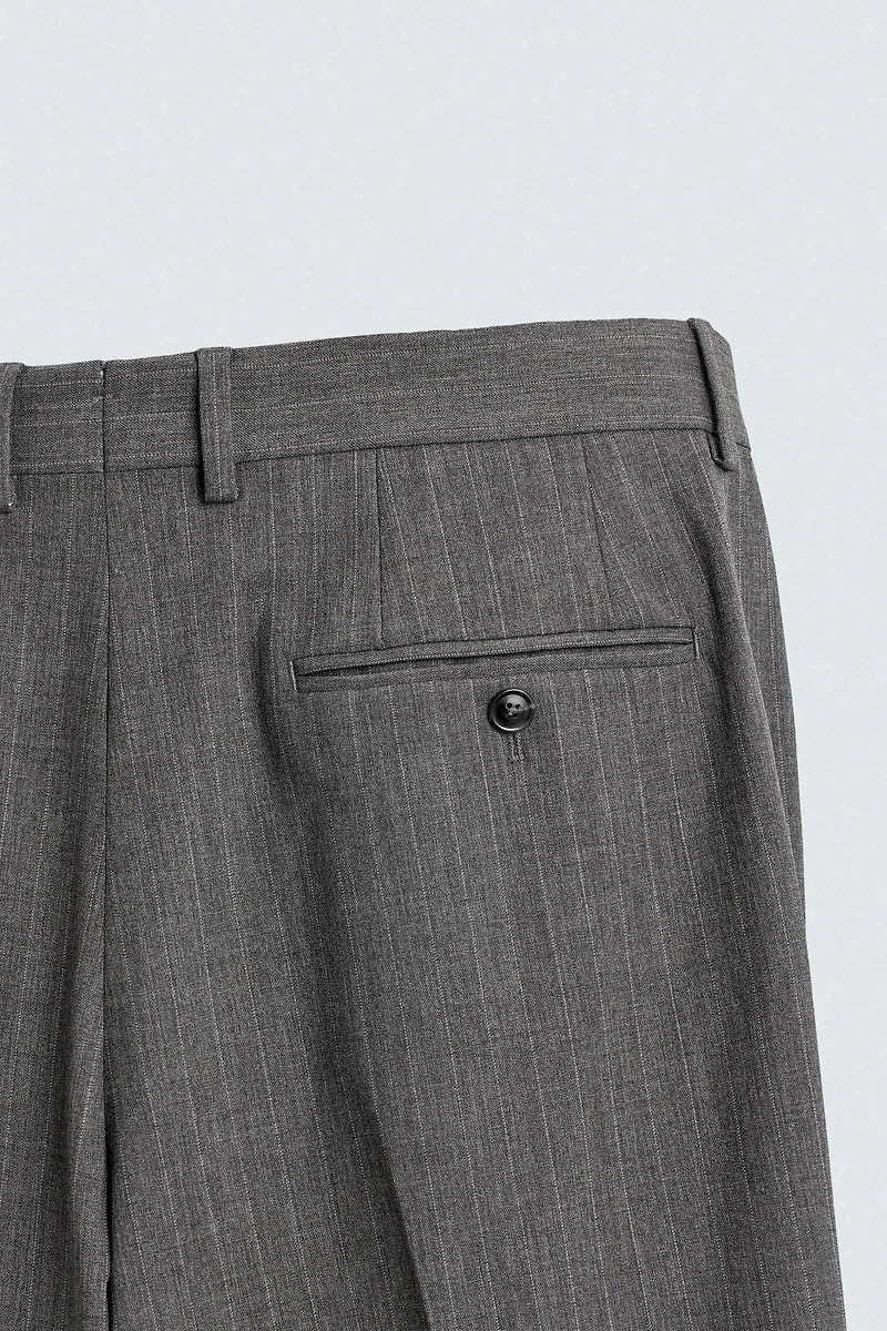 PINSTRIPE WOOL SUIT PANTS