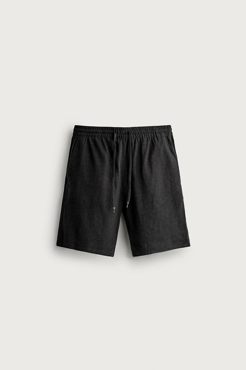 VISCOSE LINEN BLEND RELAXED FIT SHORTS