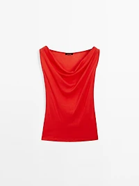 100% cotton top with draped neckline