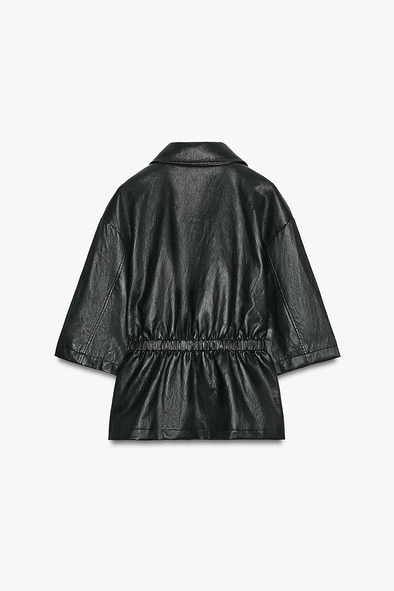 FAUX LEATHER BLAZER